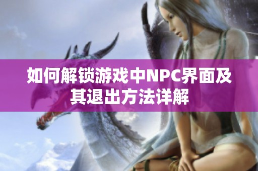 如何解鎖游戲中NPC界面及其退出方法詳解