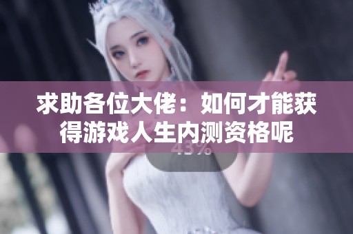 求助各位大佬：如何才能獲得游戲人生內(nèi)測(cè)資格呢