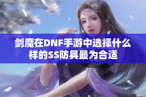 劍魔在DNF手游中選擇什么樣的SS防具最為合適