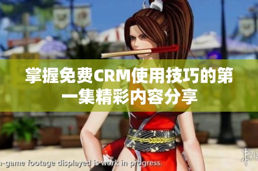 掌握免費CRM使用技巧的第一集精彩內(nèi)容分享