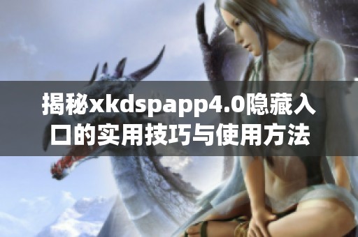 揭秘xkdspapp4.0隱藏入口的實(shí)用技巧與使用方法