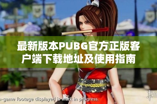 最新版本PUBG官方正版客戶端下載地址及使用指南
