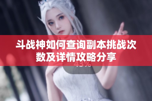 斗戰(zhàn)神如何查詢副本挑戰(zhàn)次數(shù)及詳情攻略分享