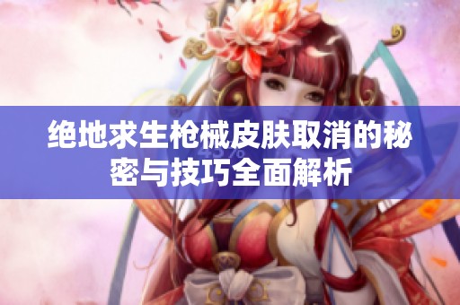 絕地求生槍械皮膚取消的秘密與技巧全面解析