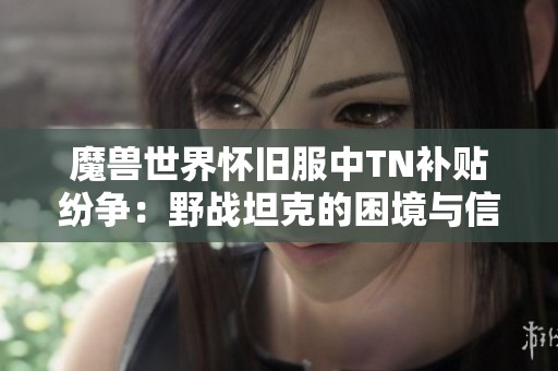 魔獸世界懷舊服中TN補貼紛爭：野戰(zhàn)坦克的困境與信任挑戰(zhàn)