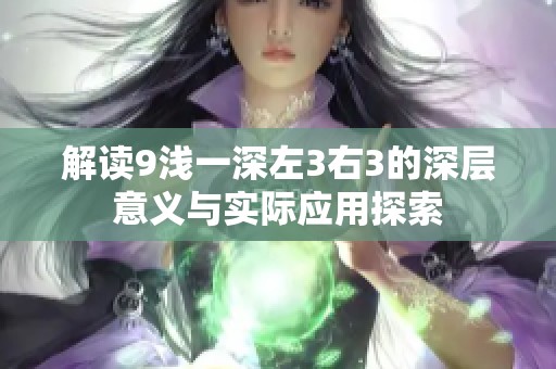 解讀9淺一深左3右3的深層意義與實際應(yīng)用探索