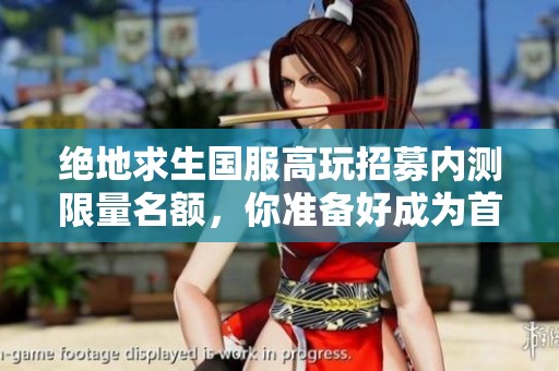 絕地求生國服高玩招募內測限量名額，你準備好成為首批探險者嗎