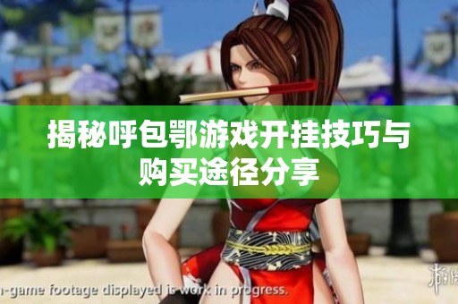 揭秘呼包鄂游戲開掛技巧與購買途徑分享