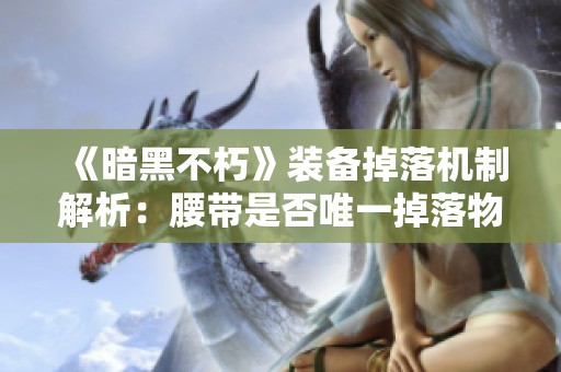 《暗黑不朽》裝備掉落機(jī)制解析：腰帶是否唯一掉落物品的深度分析