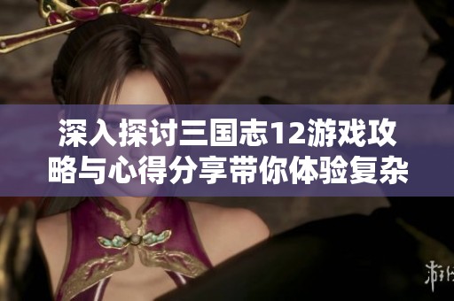 深入探討三國志12游戲攻略與心得分享帶你體驗復(fù)雜的社會百態(tài)
