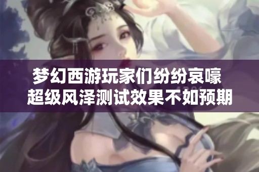 夢(mèng)幻西游玩家們紛紛哀嚎 超級(jí)風(fēng)澤測(cè)試效果不如預(yù)期導(dǎo)致嚴(yán)重虧損