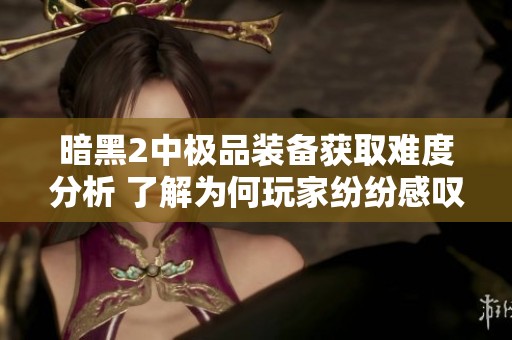 暗黑2中極品裝備獲取難度分析 了解為何玩家紛紛感嘆極品稀有