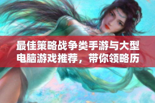 最佳策略戰(zhàn)爭類手游與大型電腦游戲推薦，帶你領(lǐng)略歷史戰(zhàn)爭的魅力與智慧對決