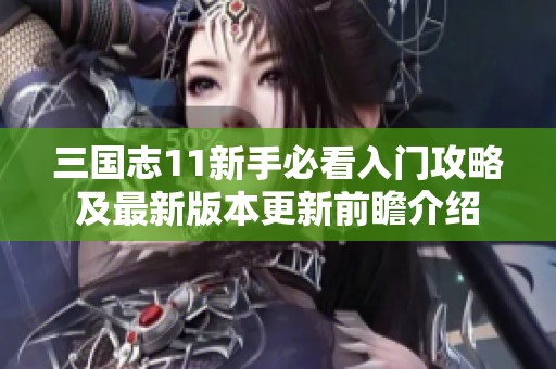 三國志11新手必看入門攻略及最新版本更新前瞻介紹