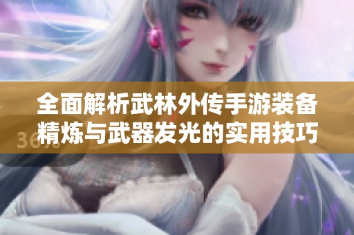 全面解析武林外傳手游裝備精煉與武器發(fā)光的實(shí)用技巧