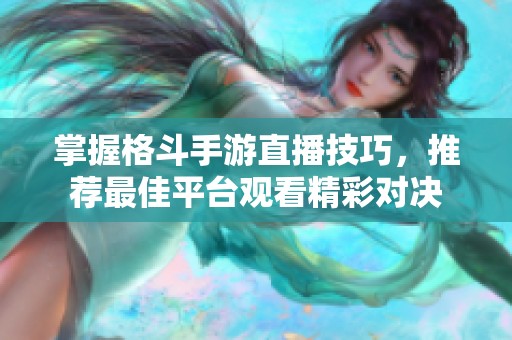 掌握格斗手游直播技巧，推薦最佳平臺(tái)觀看精彩對(duì)決