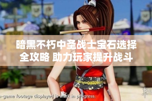暗黑不朽中圣戰(zhàn)士寶石選擇全攻略 助力玩家提升戰(zhàn)斗力