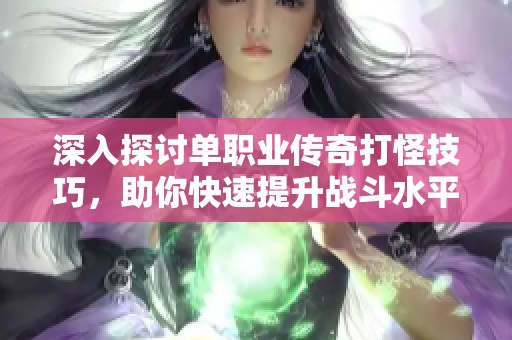 深入探討單職業(yè)傳奇打怪技巧,助你快速提升戰(zhàn)斗水平 深入探討單職業(yè)傳奇打怪技巧,助你快速提升戰(zhàn)斗水平