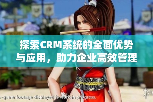 探索CRM系統(tǒng)的全面優(yōu)勢與應(yīng)用，助力企業(yè)高效管理客戶關(guān)系